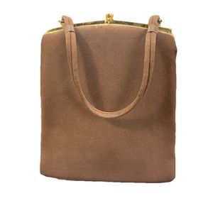 Vintage GARAY Handbag  Brown Rayon Velvet Purse Jeweled Clasp